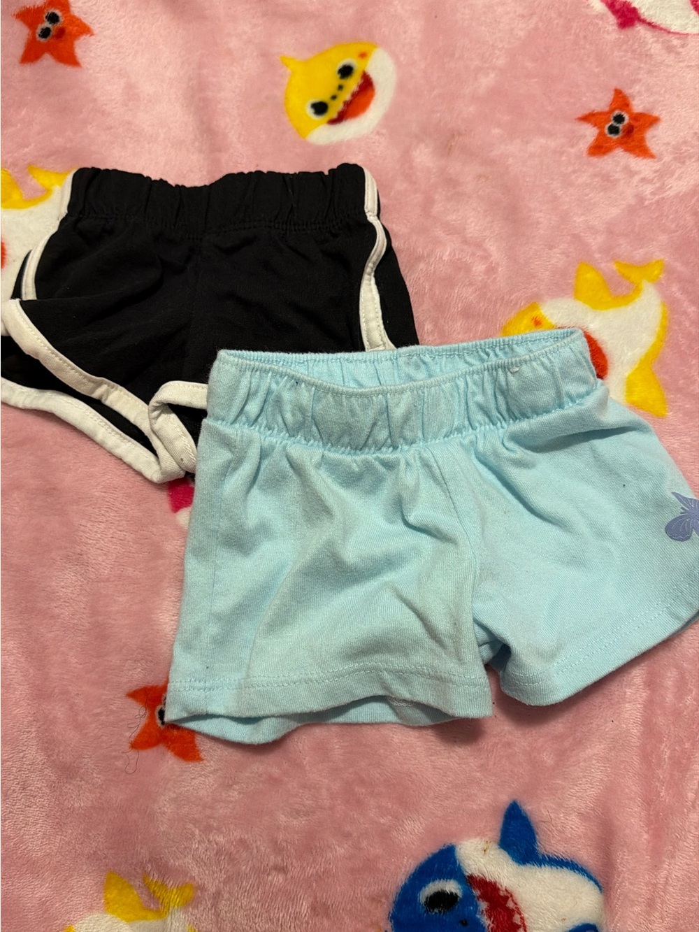 Girls Light Blue and Black Athletic Shorts - Soft Stretch Pack